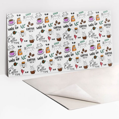 Panneaux muraux autocollants en vinyle imperméable - Cartoon café 100 x 50 cm (1/5)