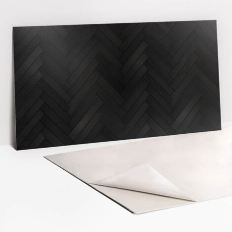 Panneau décoratif mural autocollant en vinyle 100 x 50 cm – Parquet foncé – Résistant aux intempéries – Installation facile sans colle