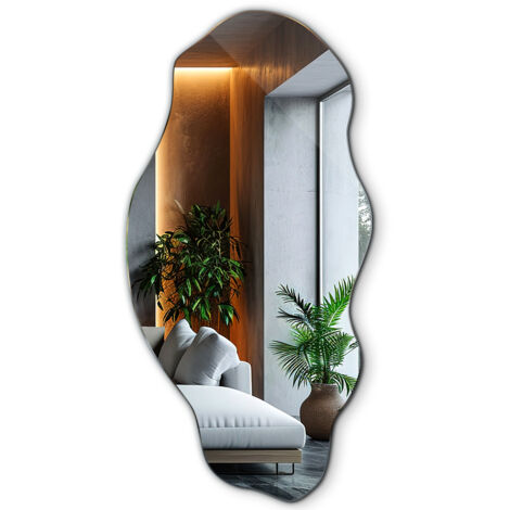 Miroir asymétrique organique 50 cm x 100 cm – Design irrégulier pour salle de bain et salon – Finition haut de gamme