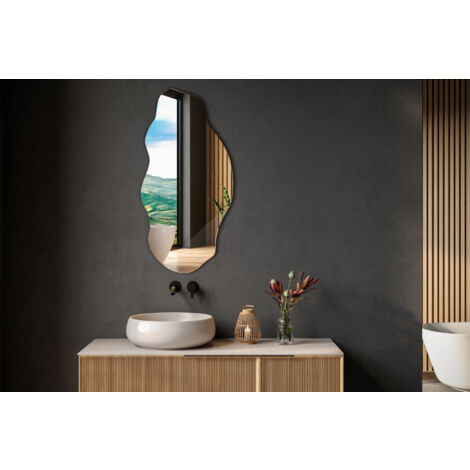 Miroir mural asymétrique moderne pour salle de bain et chambre à coucher, miroir de courtoisie irrégulier