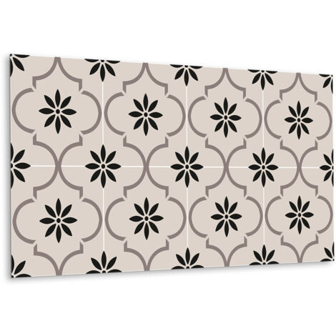 Panneau mural autocollant en vinyle PVC 100 cm x 50 cm – Motif floral arabe – Résistant aux intempéries et facile à entretenir