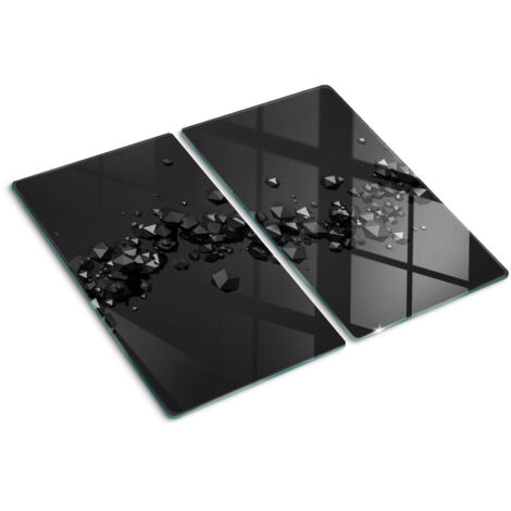 Planche de cuisine, couvre plaque, verre planche découper, verre trempé – 2 x 30 x 52 cm - 3D