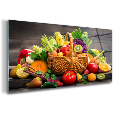 Tulup Panneaux De Cuisine Sur Verre - 140x70 - Fruit Sur Bois