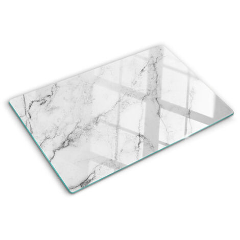 Planche à Découper Verre Trempé Coloray 80x52 Cm - Motif Brooque Brun Blanc