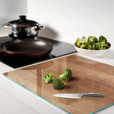 Premium Planche à découper en verre – Lot de 2 poules Sussex Design Cuisine Plan de travail de protection d'écran