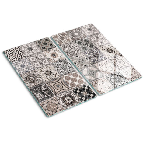 Planche de cuisine, couvre plaque, verre planche découper, verre trempé – 2 x 30 x 52 cm - Carreaux de céramique