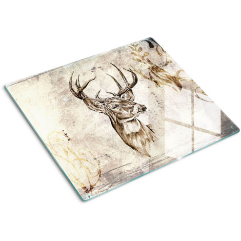 Planche de cuisine, couvre plaque, verre planche découper, verre trempé – 60 x 52 cm - Cerf