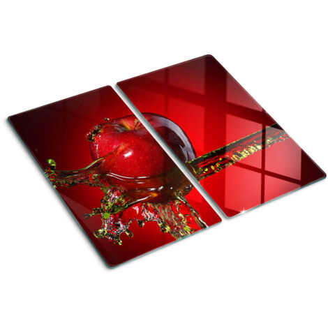Planche de cuisine, couvre plaque, verre planche découper, verre trempé – 2 x 30 x 52 cm - Pomme et eau