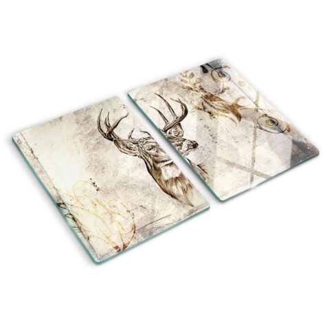 Planche de cuisine, couvre plaque, verre planche découper, verre trempé – 2 x 40 x 52 cm - Cerf