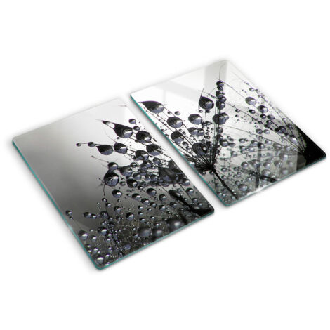 Planche de cuisine, couvre plaque, verre planche découper, verre trempé – 2 x 40 x 52 cm - Pissenlits
