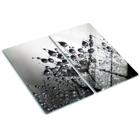Planche de cuisine, couvre plaque, verre planche découper, verre trempé – 2 x 30 x 52 cm - Pissenlits