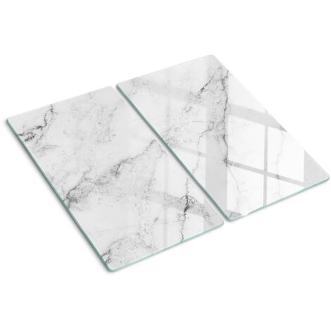 Planche de cuisine, couvre plaque, verre planche découper, verre trempé – 2 x 30 x 52 cm - Marbre
