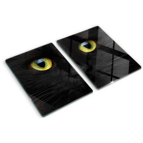 Planche de cuisine, couvre plaque, verre planche découper, verre trempé – 2 x 40 x 52 cm - Yeux de chat