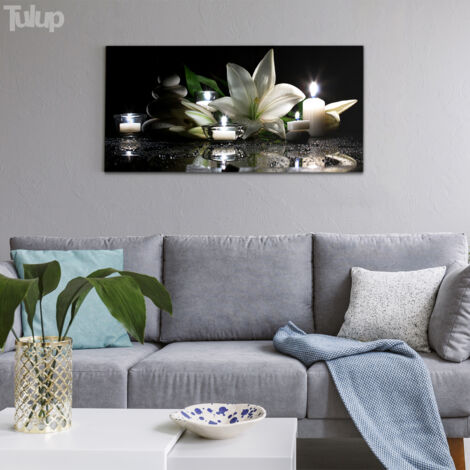 Tableau Sur Verre Tulup 100x50 Cm - Cactus Et Fleurs - Moderne - Neuf