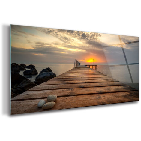 Tableau sur verre – 120 x 60 cm - Tableau mural décoratif - Verre Décorative - Paysage Marin (1/5)