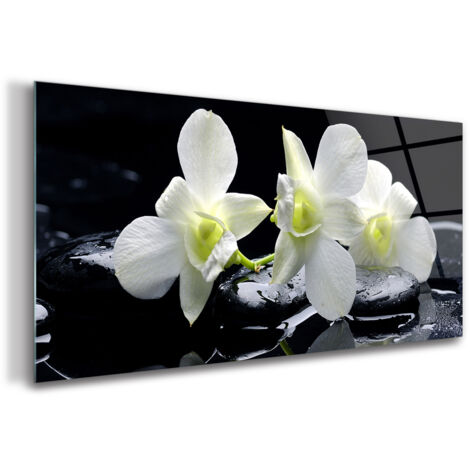 Tableau sur verre – 140 x 70 cm - Tableau mural décoratif - Verre Décorative - Fleur D'orchidée (1/5)