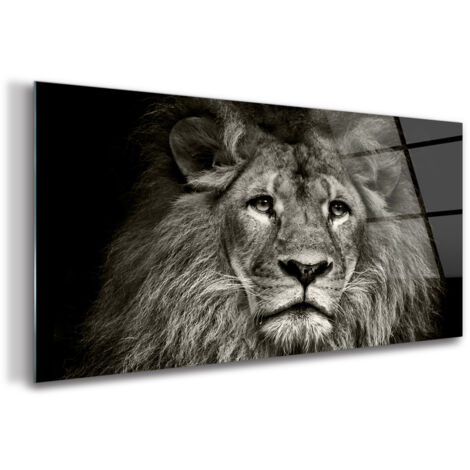 Tableau sur verre – 140 x 70 cm - Tableau mural décoratif - Verre Décorative - Animal Lion (1/5)