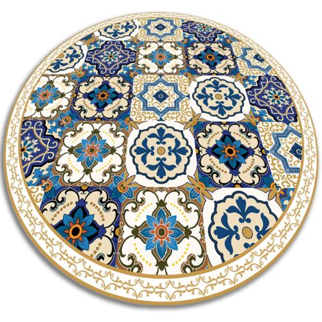 Tapis de protection de sol, Parfait pour Chambre et Salon - Carreaux portugais - ⌀fi150 cm - Tapis d'éveil (1/5)