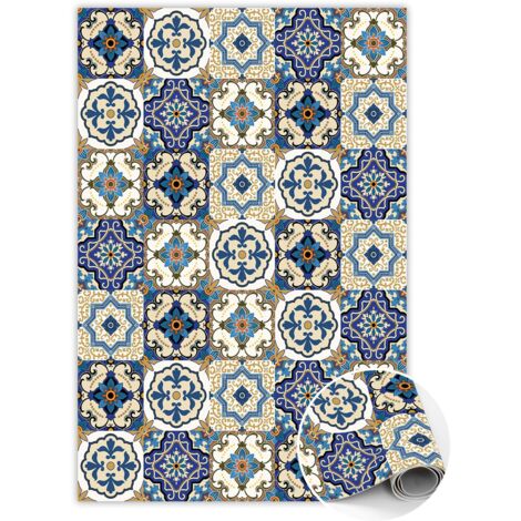 Tapis Vinyle PVC Élégant Protection pour le Sol - Carreaux portugais - 120x180 cm (1/5)