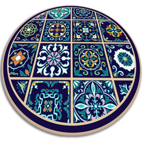 Tapis Salon et Chambre Vinyle Rond - Carreaux portugais - ⌀fi70 cm (1/5)