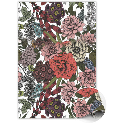 Tapis Vinyl de Cuisine et Chambre en PVC - Fleurs diverses - 140x210 cm (1/5)