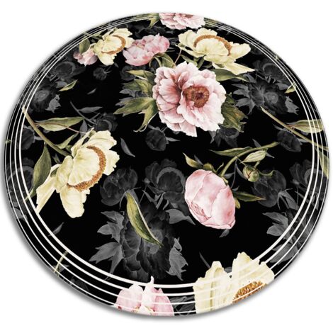Tapis de protection de sol, Parfait pour Chambre et Salon - Roses - ⌀fi110 cm (1/5)