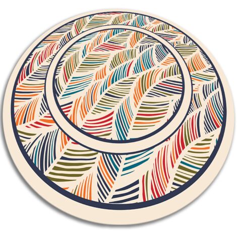 Tapis Salon et Chambre Vinyle Rond - Feuilles de contour - ⌀fi70 cm (1/5)