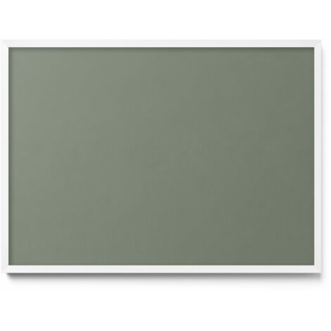 Tableau Magnétique en Métal Tableau pour Magnet - Motif Couleur olive - Minimaliste - Cadre Blanc - 70x50 cm - Plaque Magnétique