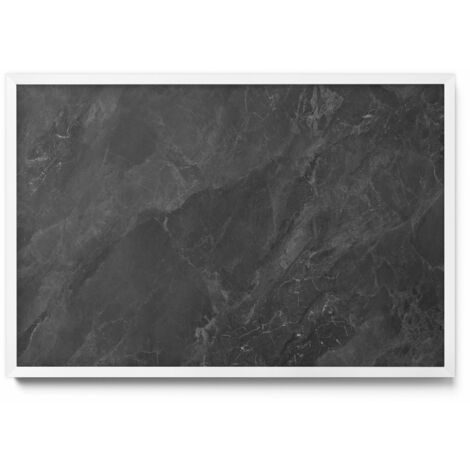 Tableau Magnétique en Métal Tableau pour Magnet - Motif Structure en pierre foncée - Minimaliste - Cadre Blanc - 60x40 cm - Plaque Magnétique