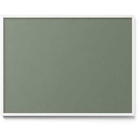 Tableau Magnétique en Métal Tableau pour Magnet - Motif Couleur olive - Minimaliste - Cadre Blanc - 80x60 cm - Plaque Magnétique