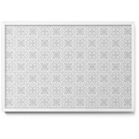 Tableau Magnétique en Métal Tableau pour Magnet - Motif Ornemental régulier - Minimaliste - Cadre Blanc - 60x40 cm - Plaque Magnétique