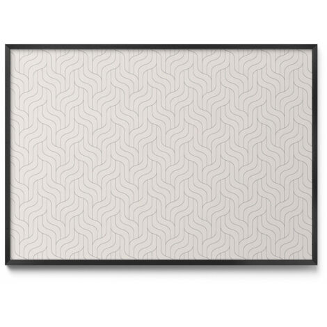 Tableau Magnétique en Métal pour Aimants - Motif Linéaire régulier - Minimaliste - Cadre Noir - 100x70 cm - Tableau Métallique Aimanté
