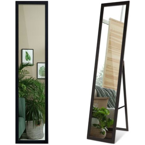 Miroir sur Pied, Miroir Vertical Pleine Longueur, Rectangulaire Grand Miroir de Sol - Chambre à Coucher, Salon - (35 cm x 156 cm) - Cadre Noir