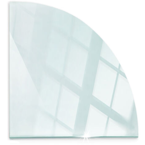 Plaque de Verre pour Cheminée 100x100 Revêtement de Sol Plancher Plaque de Base de Foyer Pare-feu Protection Contre Etincelles Quart de Cercle Clair