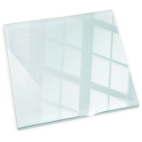 Plaque de Verre Clair pour Poêle de Cheminée de four trempé 50x50cm Rectangulaire Protection Thermique Resistant aux étincelles Plaque de sol