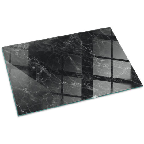 Plaque Rectangulaire pare-feu en verre trempé pour cheminée protection du sol contre la chaleur Motif marbré élégant 100x70 cm