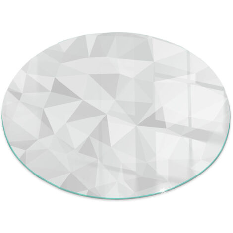 Plaque de sol en verre trempé sous cheminée protection parquet et plancher Motif géométrique abstrait Ronde fi 60 cm (1/5)