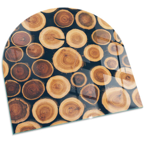 Plaque Carrée en verre trempé avec impression décorative Protection de sol sous cheminée Boîte en bois découpé 100x100 cm (1/5)