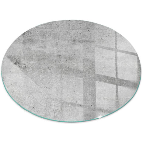 Plaque ronde en verre trempé sous cheminée et poêle protection sol parquet Texture de béton brut Ronde fi 80