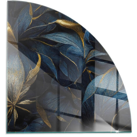Plaque décorative imprimée sous cheminée et poêle indépendant Protection Thermique Feuilles élégantes en relief 1/4 100x100 cm