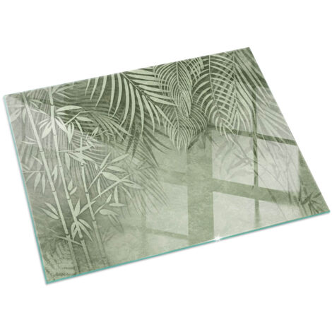 Décorative Plaque en verre trempé pour avec impression pour cheminée de protection pour salon Feuilles tropicales en arrière-plan 120x80 cm (1/5)