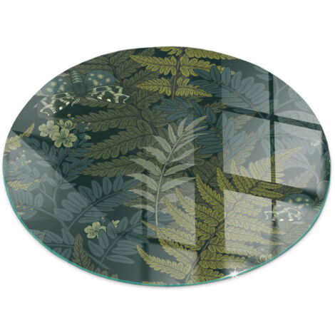 Plaque décorative de protection avec impression sous cheminée pour salon Motifs végétaux avec papillons Ronde fi 60 cm (1/5)