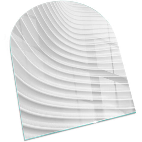 Plaque Rectangulaire en verre trempé décorative de protection de sol sous cheminée Vagues de lignes délicates 80x70 cm (1/5)