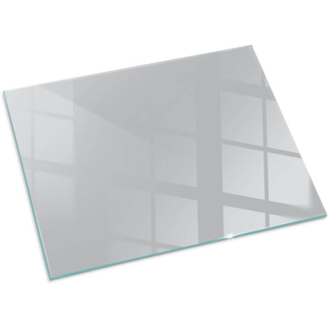 Plaque Rectangulaire de protection en verre trempé pour cheminée protection contre les étincelles Couleur Gris clair 80x60 cm