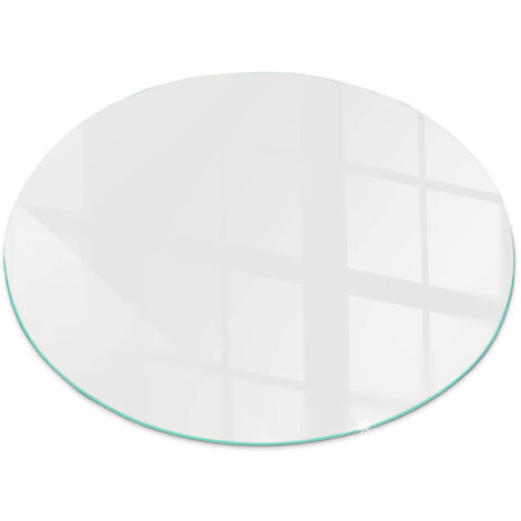 Plaque ronde en verre trempé sous cheminée et poêle protection sol parquet Couleur Ivoire Ronde fi 90