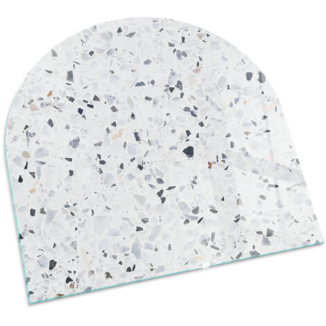 Plaque Carrée de protection en verre trempé pour cheminée protection contre les étincelles Motif pierre avec particules 100x100 cm (1/5)