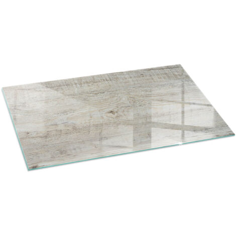 Grande Plaque en verre trempé sous cheminée et poêle protection sol parquet Texture bois clair 140x70 cm