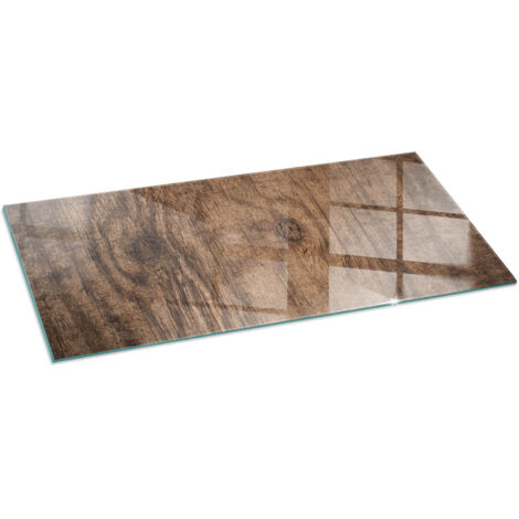 Plaque de sol sous poêle à bois en verre trempé protection thermique du plancher Motif de bois naturel 125x50 cm
