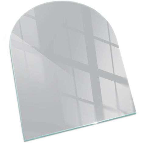 Plaque Rectangulaire de protection de sol en verre pour cheminée ou poêle moderne anti-chaleur et étincelles Couleur Gris clair 80x70 cm