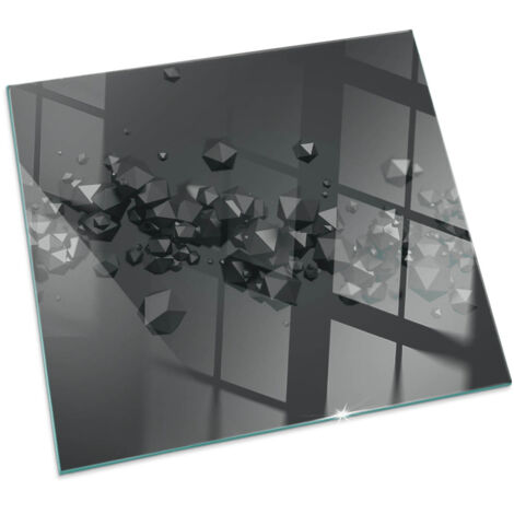 Plaque de protection de sol en verre trempé pour cheminée ou poêle à bois pare-feu contre les étincelles Nuage abstrait de solides Carrée 60x60 cm